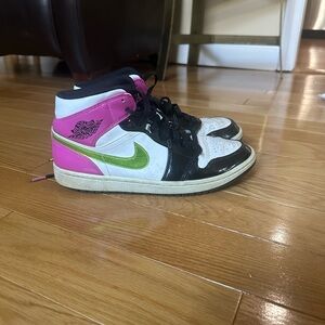 Vibrant Nike Sneakers with Pink and Green Accents